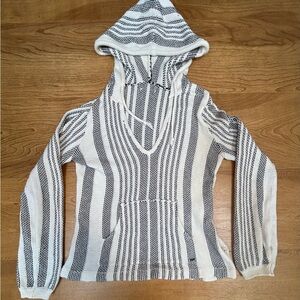 O'Neill Black & White Striped Knit Hoodie